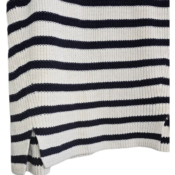Loft stripe Funnel Neck navy and white knit sleeveless sweater top - Picture 5 of 10